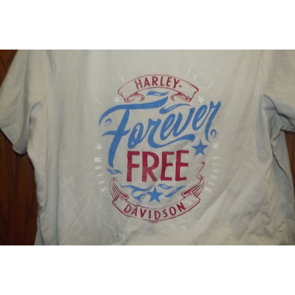 Harley Davidson "Forever Free" T-Shirt Monterey California Size XL Small Hole